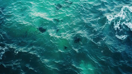 Obraz premium Aerial view of clear ocean water with gentle waves, showcasing the beauty of nature and marine life beneath the surface.