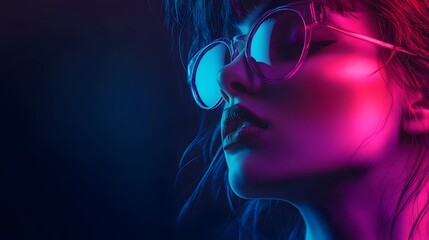 Fototapeta premium Abstract neon-lit face in a bold digital art style with strong contrast and vibrant colors