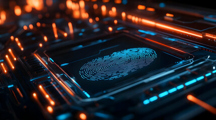 Futuristic Fingerprint Scanner 3D Illustration