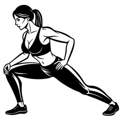 Female Fitness Lunge Silhouette Vector Illustration