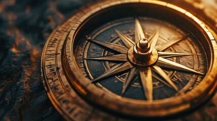Fototapeta premium Antique Compass: Guiding Directions with Timelessness
