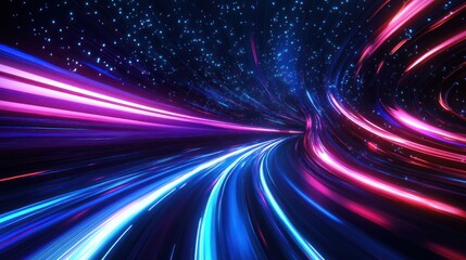 Obraz premium Abstract Light Trails in a Cosmic Tunnel
