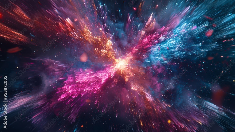 Poster a vibrant countdown to midnight illustrated through abstract visuals that increase in complexity and