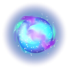 Fantasy orb. Magic light sphere. Glow bubble