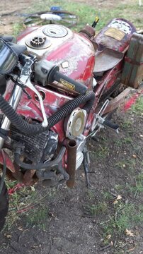 old rusty motorcycle vertical video