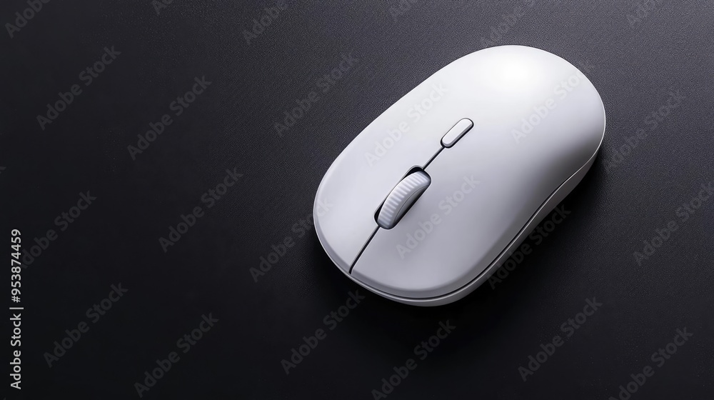 Aufkleber a modern wireless mouse placed on a sleek black background with subtle lighting perfect for promotin