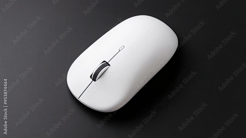 Aufkleber a modern wireless mouse placed on a sleek black background with subtle lighting perfect for promotin