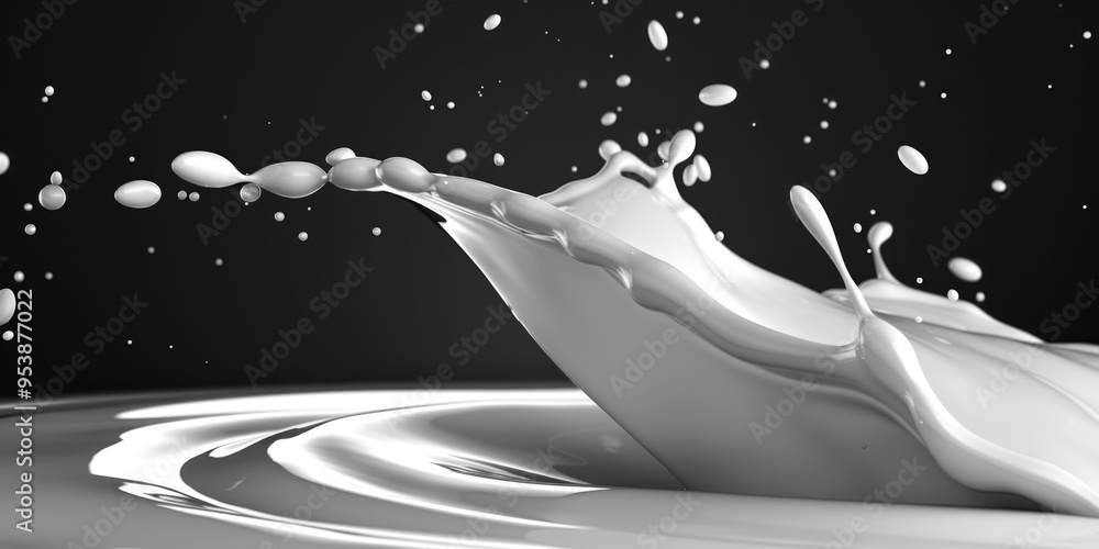 Poster this is a dynamic image of milk being splashed, evoking the idea of freshness and vitality.