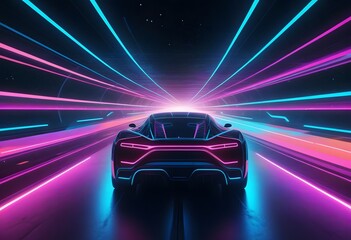 Naklejka premium 3D rendering of a brand-less generic concept car 