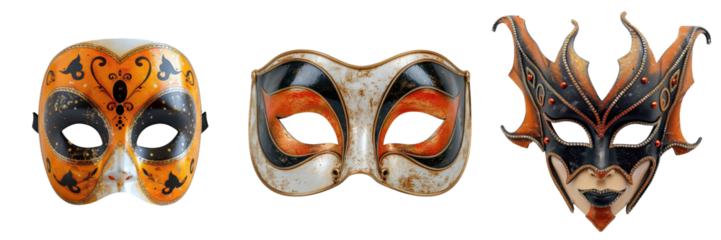 Witch mask covering face on transparent background