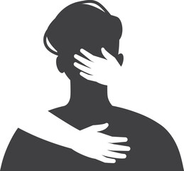 Black man silhouette with hugging hands. Relationship symbol