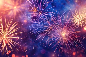 Fototapeta premium Spectacular fireworks display filling the sky with color and light.