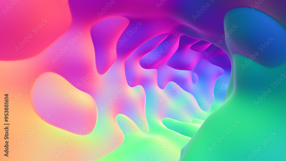 Poster abstract fluorescent colored curve 3d lines pattern illustration background.