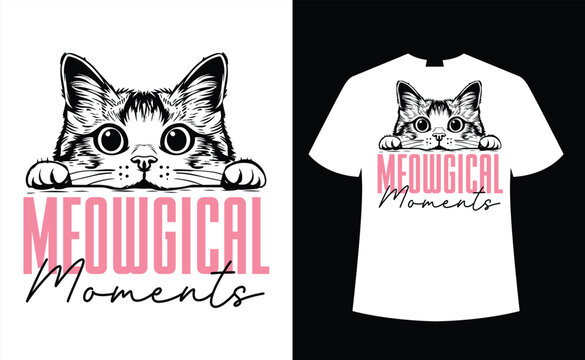 Meowgical Moments Cat T-Shirt Design, Pet, Animal, T-Shirt Design, T-Shirt, Typography T-Shirt, Design, Cat T-Shirt, Cat Lover SVG, Cats SVG, Kitty SVG