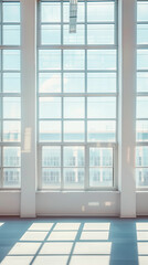 Fototapeta premium Large window views from a bright office space