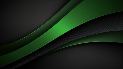 A sleek abstract design featuring smooth green waves over a dark background, ideal for digital graphics or presentations.