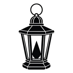 Lantern Silhouette Line Art Vector Illustration – Elegant Outline Design for Your Projects.