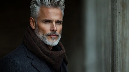 Obraz premium Fashionable Charming 55 year old man statuesqueness supermodel