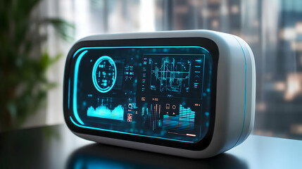 Futuristic Technology Interface Design with Blue Neon Lights 3D Illustration