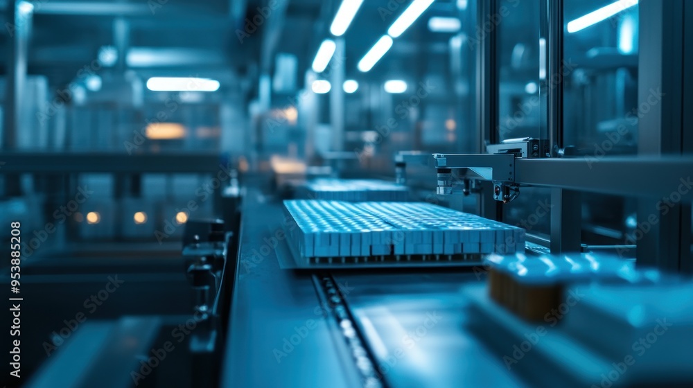 Poster automated production line in factory