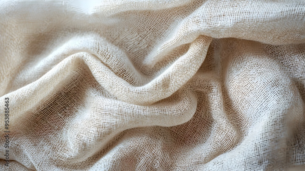 Poster soft and natural linen fabric texture with subtle folds and weave