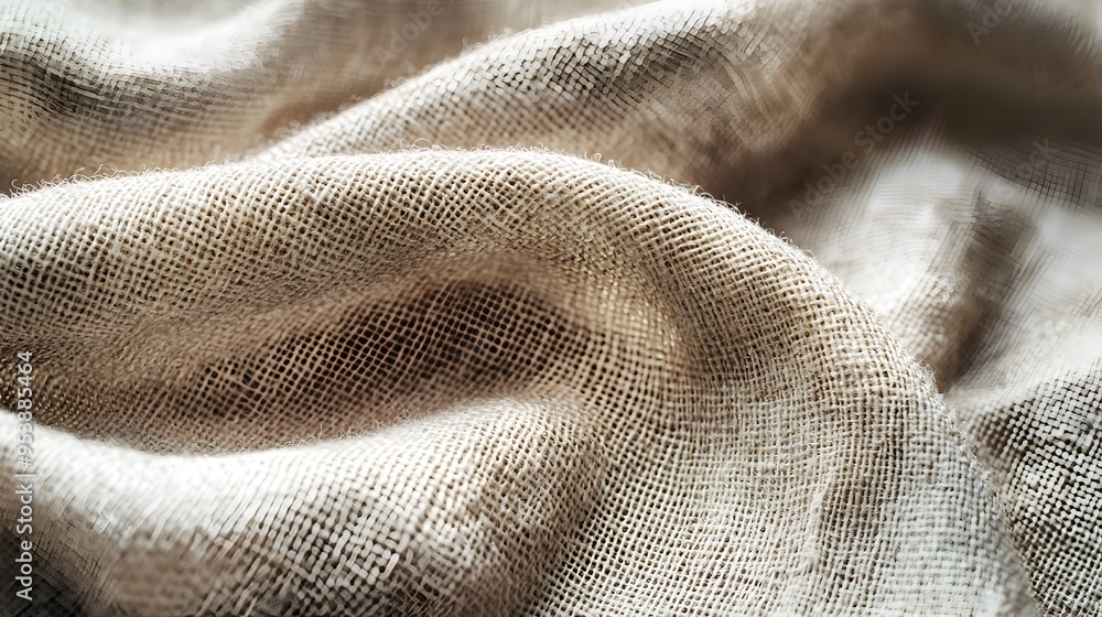 Poster soft and textured linen fabric with natural weave and subtle folds