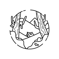 Christmas line icon from the Christmas camping series. Happy Holidays symbol and elements. Stock winter . Outdoor landscape