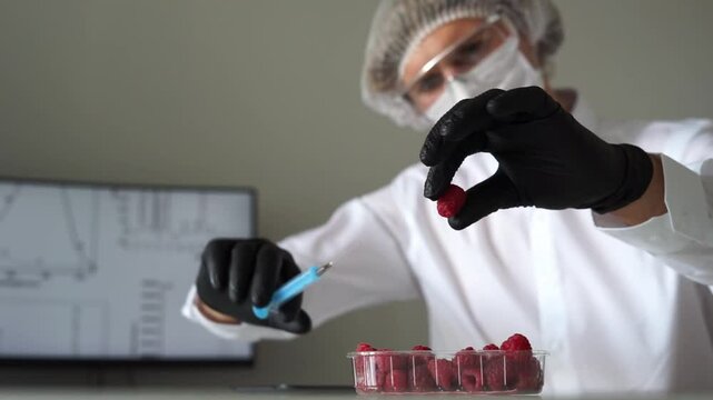 Nitrates are added to raspberries in the laboratory