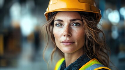 Portrait of confident female construction worker at construction site