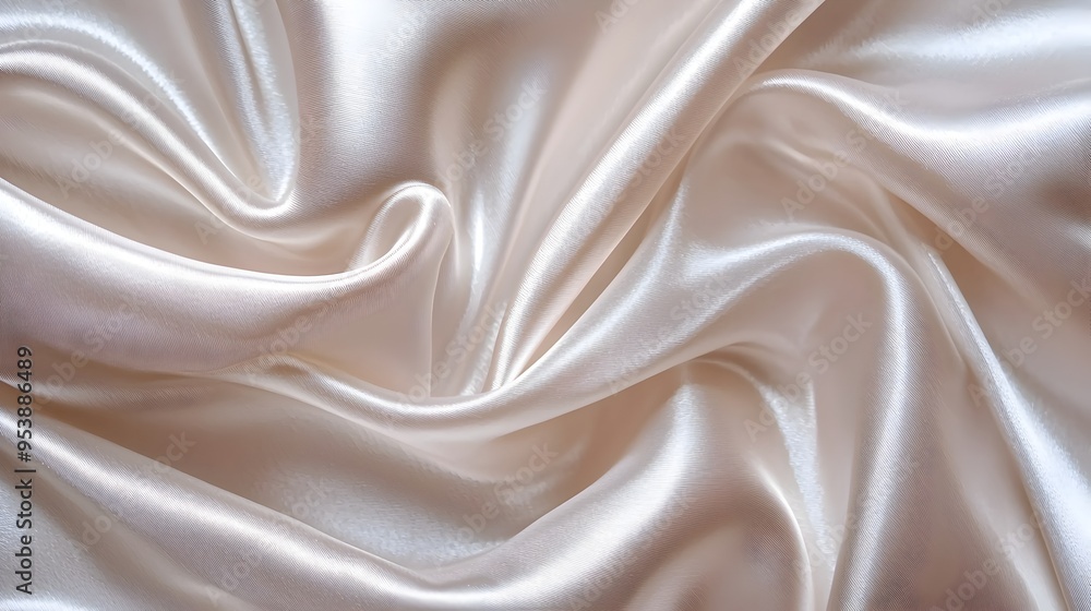 Poster Elegant Satin Fabric Abstract with Soft Flowing Texture and Shimmering Light Reflections