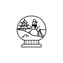 Christmas line icon from the Christmas camping series. Happy Holidays symbol and elements. Stock winter . Christmas ball with camping landscape