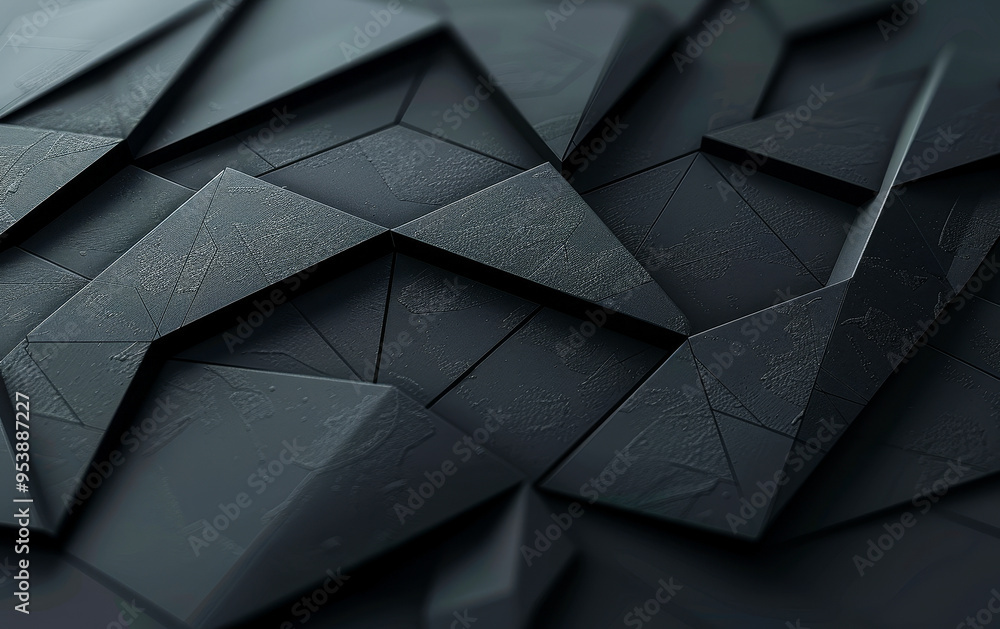 Poster dark futuristic geometric 3d structure with tech background and minimal design