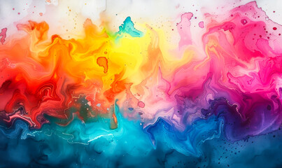 Obraz premium Vibrant Abstract Multicolored Painting Texture Banner in Bright Hues of Red, Yellow, Pink, and Blue, Perfect for Modern Art, Graphic Design, and Creative Projects