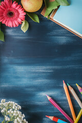 Back to school background. Home study, studentship. Education and knowledge. Homeschooling.