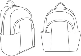 Backpack vector fashion flat, School backpack education isolated, backpack vector illustration on white background school backpack hand draw icon