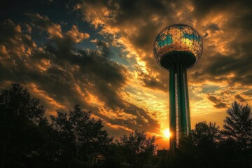 Knoxville Sunsphere Sunset: Dramatic Sky Over Tennessee's Iconic Landmark
