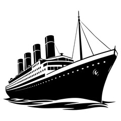 Titanic Ship Silhouettes Vector Illustration on White Background