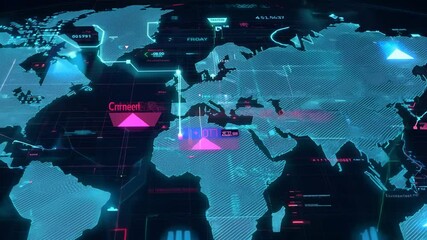 A vibrant display of a global cybersecurity map tracking real-time threats.
