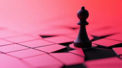 Shattered monopoly piece on a digital board, representing the fall of traditional business dominance, Symbolic, Cool tones