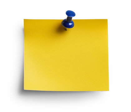 Yellow Sticky Note Pinned: Clip Art for Messages and Reminders