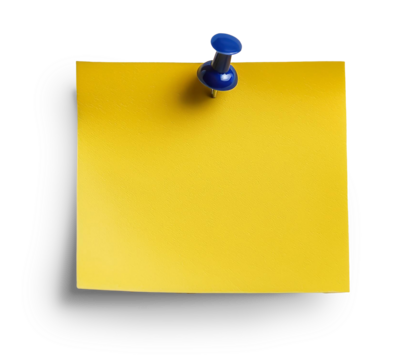 Yellow Sticky Note Pinned: Clip Art for Messages and Reminders