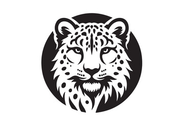 Snow Leopard Head Silhouette Vector Illustration