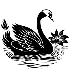 An Elegant Swan Gliding Across a Serene Lake Vector Design and illustration