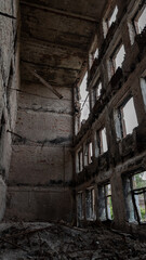 destroyed building in a city lost during the war with Ukraine