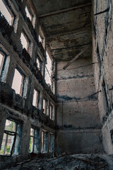 destroyed building in a city lost during the war with Ukraine