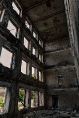 destroyed building in a city lost during the war with Ukraine