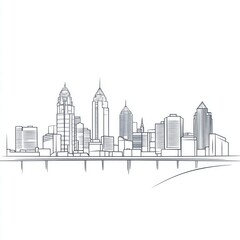 Fototapeta premium Columbus Skyline Outline. A Cityscape Illustration of Columbus, Ohio with Architectural Landmarks