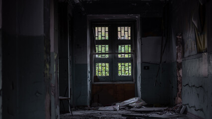 destroyed building in a city lost during the war with Ukraine