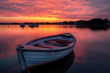 Fototapeta premium Falmouth Massachusetts. Sunrise over Cape Cod Harbor with Boats