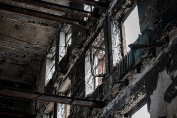 destroyed building in a city lost during the war with Ukraine